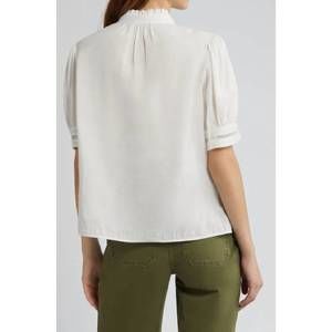 Frame Denim | Tops | New Frame Ruffle Collar Inset Lace Top In White ...